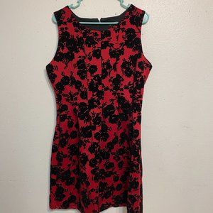 Enfocus Studio Sleeveless Flocked Red and Black Floral Dress Size 14